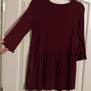 FREE with purchase! Zenana Burgundy Peplum Tunic Top